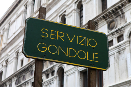Gondola Service - Servizio Gondole sign in Venice, Italy.の写真素材