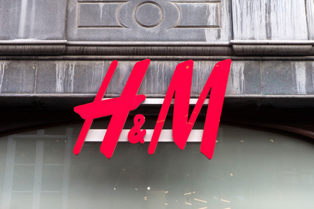 H&M sign. H&M is a Swedish multinational clothing-retail company, known for its fast-fashion clothing for men, women, teenagers and childrenのeditorial素材