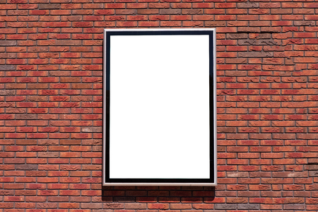 Empty billboard with on a red brick wallの写真素材