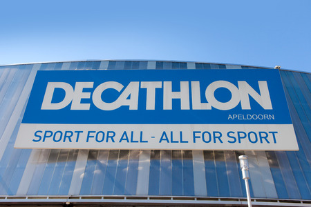 Decathlon sign. Decathlon is one of the world's largest sporting goods retailers that stocks a wide range of sporting goods.のeditorial素材