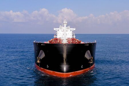 Large Bulk Carrier Ship at sea, Aerial image.の写真素材