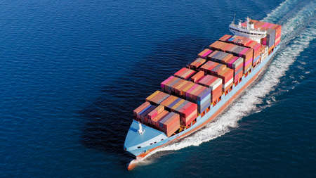 Large Container ship at Sea, Aerial image.の写真素材