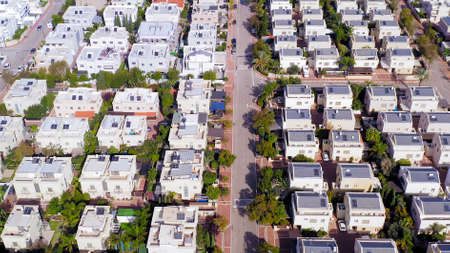 Middle class Suburban neighbourhood houses, Aerial view.の写真素材