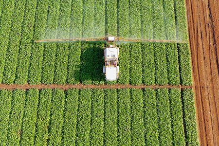Pesticide Sprayer Tractor working on a large field.の写真素材