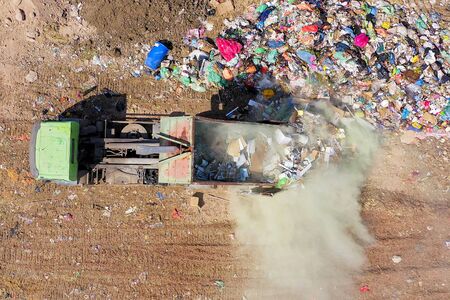 Loaded Garbage Truck at a Municipal landfill.