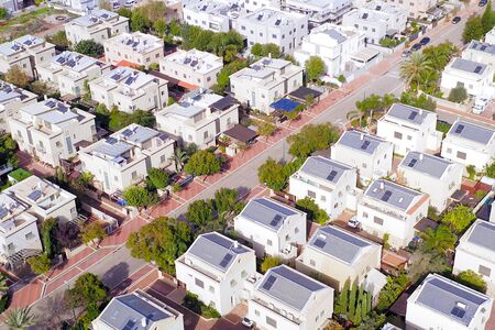 Middle class Suburban neighbourhood houses, Aerial.の写真素材