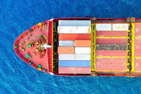 Large Container ship at Sea, Aerial image.の写真素材