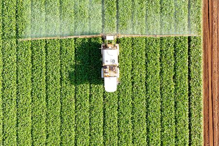Pesticide Sprayer Tractor working on a large field.の写真素材