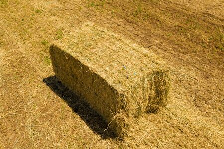 Large square Hay Bale in a field.の写真素材