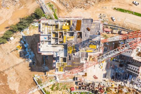 Large residential building construction site, Aerial image.