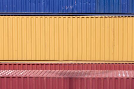 Shipping Containers stacked at a holding platform.の写真素材