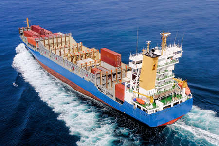 Large Container ship at Sea, Aerial image.の写真素材