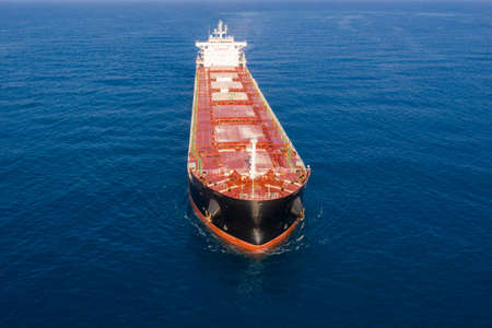 Large general cargo ship, Top down aerial.の写真素材