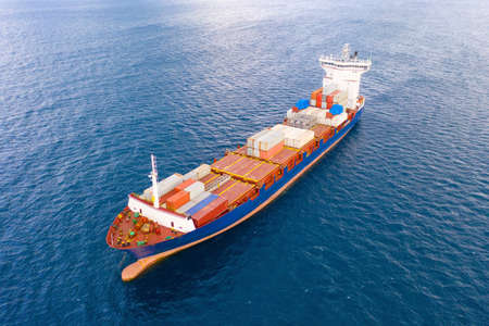 Large Container ship at Sea, Aerial image.の写真素材