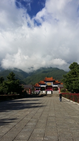 The temple under the white cloudsのeditorial素材