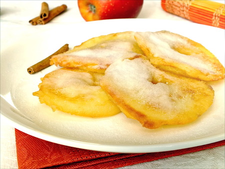 Apple rings in batterの写真素材