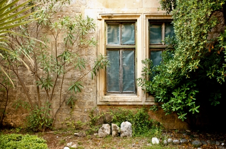Window in monastery in Croatia on Locrum island