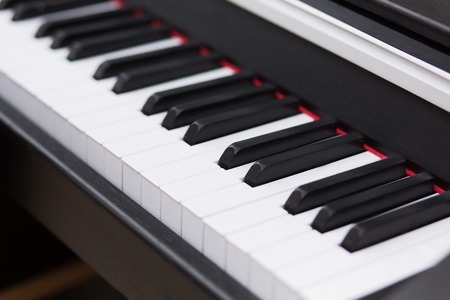 Closeup of keys of piano.の写真素材