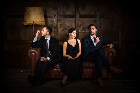 Luxury business people resting in restaurantの写真素材