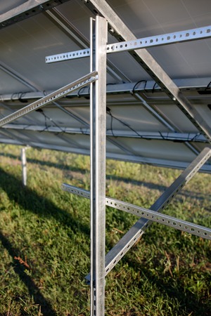 Close up view on frames for solar panels.