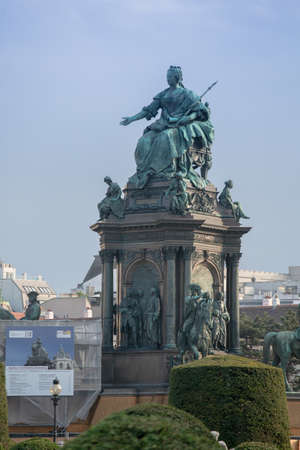 Monument to Empress against sky in place of Maria Theresa on sky background. April, 2013. Vienna, Austria.のeditorial素材