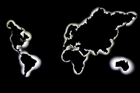 world map continents, drawing, scheme, black and white, planet earth. High quality photoの写真素材