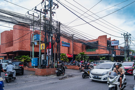 Bintang Supermarket and Busy Traffic in Seminyak Baliのeditorial素材
