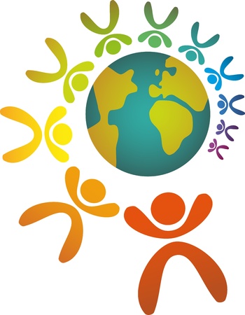 Community of people joined around the globeのイラスト素材