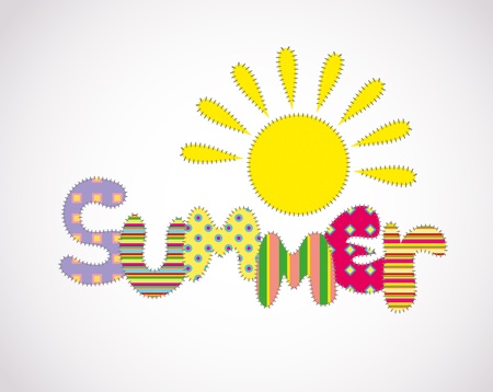 stitched letters with colorful templates of summer and sunのイラスト素材