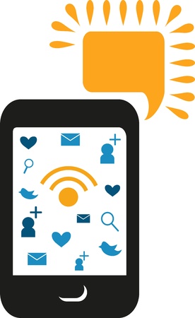 cell phone with comunication iconsのイラスト素材