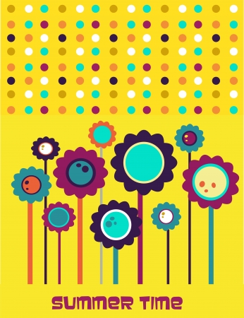 summer time;  flower cardのイラスト素材