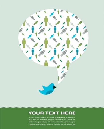 bird with speech bubble with man patternのイラスト素材