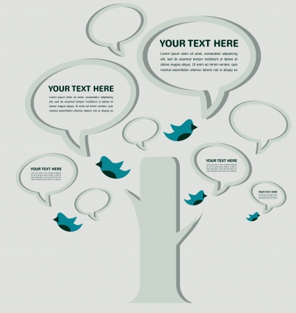 speech bubble tree with birds, infographicのイラスト素材