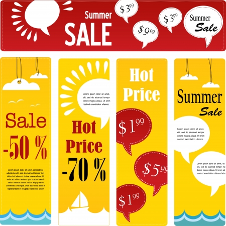 summer sale tags set with speechのイラスト素材