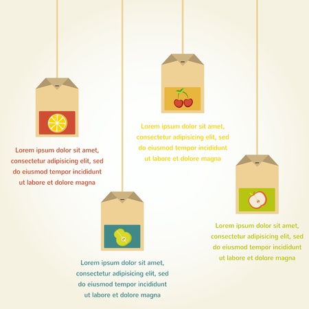 tea bags with fruit flavor , vector infographicsのイラスト素材