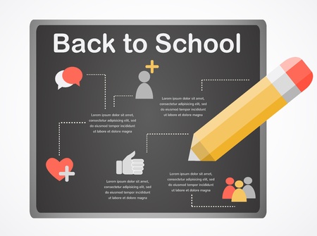back to school, board with social media iconsのイラスト素材