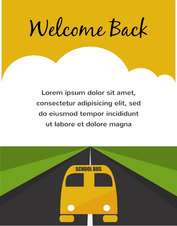 Back to school. Yellow School Bus backgroundのイラスト素材