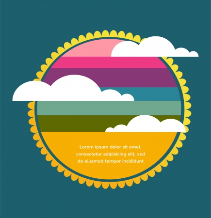 retro sun with rainbow colorsのイラスト素材