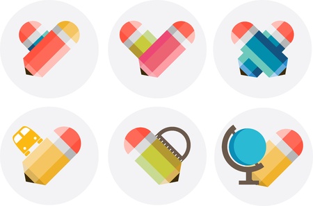 i love school, set of school equipment arranged as a heartのイラスト素材