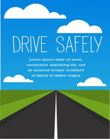 drive safe, long empty roadのイラスト素材