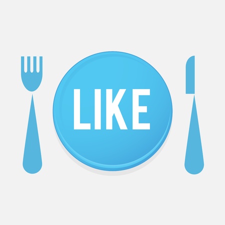 I Love FOOD - plate Button With Fork And Knifeのイラスト素材