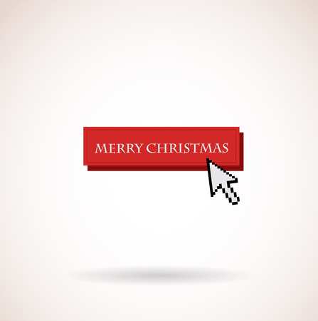 red merry christmas button with computer arrowのイラスト素材