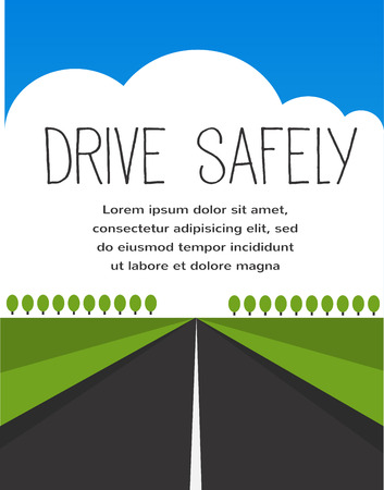 drive safe, long empty road のイラスト素材