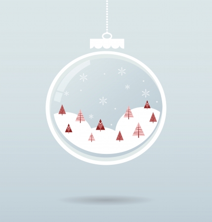 snow ball with snowflakes and trees insideのイラスト素材