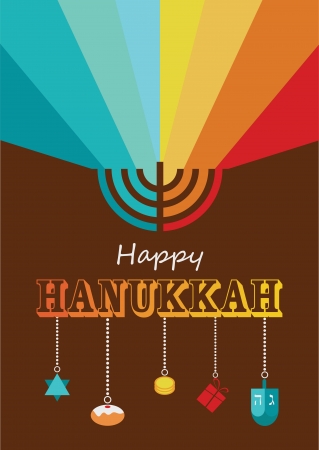 hanukkah infographics, hanukkah menorah with rainbow lightsのイラスト素材