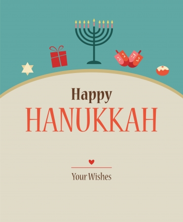 Happy Hanukkah greeting card design with Hanukkah objectsのイラスト素材