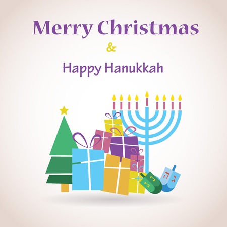 happy Hanukkah and happy holidays, jewish holiday menorahのイラスト素材