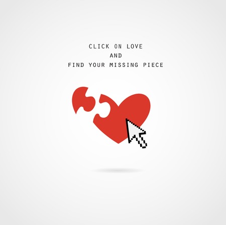 click and find love, your missing piece of valentine cardのイラスト素材