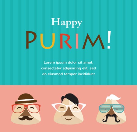 Purim party invitation with hipster Haman Earsのイラスト素材