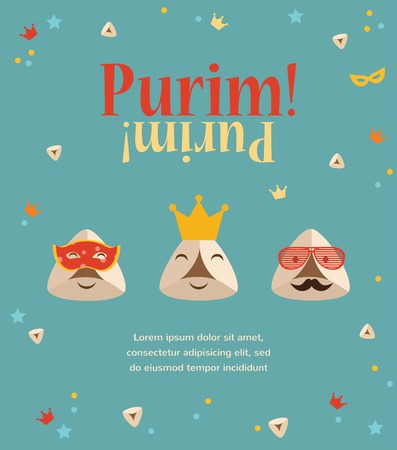 Purim party invitation with hipster Haman Earsのイラスト素材